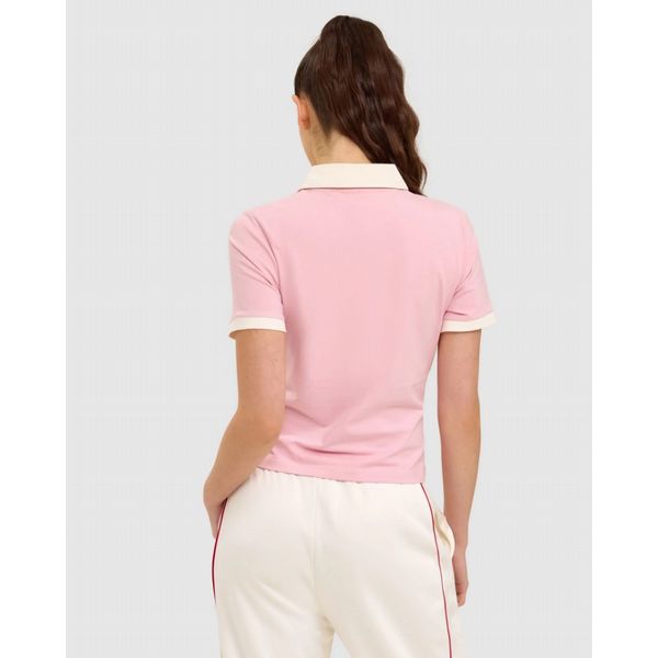 FILA HARLO WOMENS FITTED ICONIC POLO- PINK NECTAR/GARDENIA