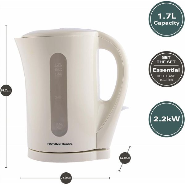 Hamilton Beach Essential Plastic Kettle Cream Open Box
