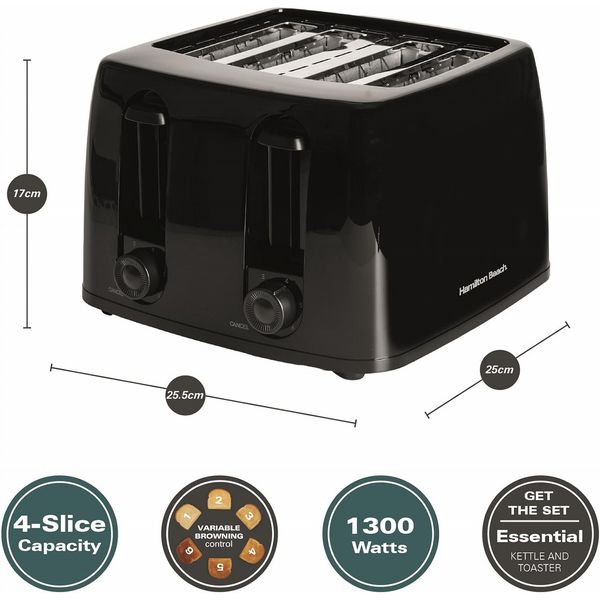 Hamilton Beach Essentials 4 Slice Toaster Black Open Box