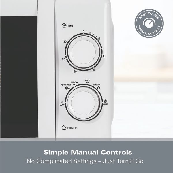 Hamilton Beach 20L Manual Microwave With Stainless Steel Cavity - White
