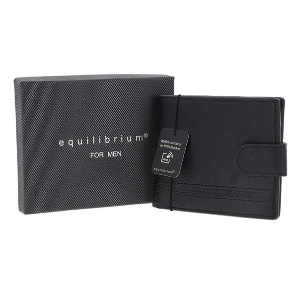 Equilibrium EQ For Men Embossed RFID Wallet With Tab Black