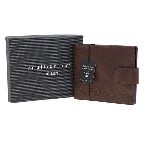 Equilibrium EQ For Men Embossed RFID Wallet With Tab Brown