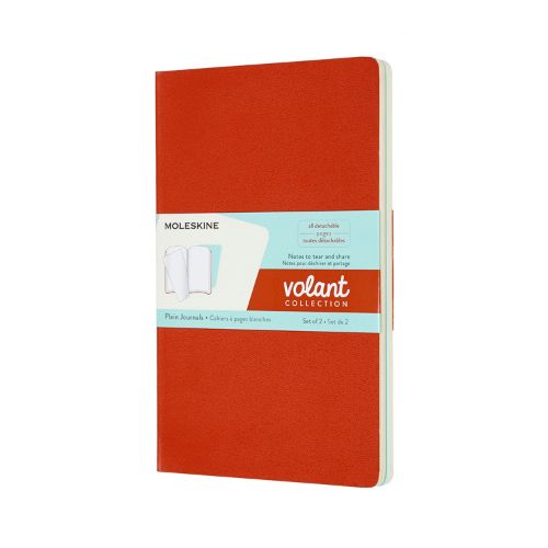 Moleskine - Volant Journals Large Plain Coral Orange Aqua.Blue
