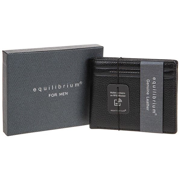 Equilibrium EQ For Men Debossed Leather RFID Wallet Black