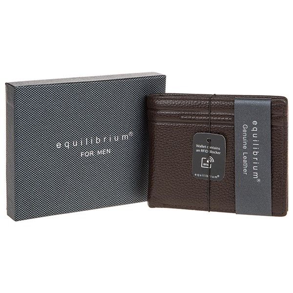 Equilibrium EQ For Men Debossed Leather RFID Wallet Brown