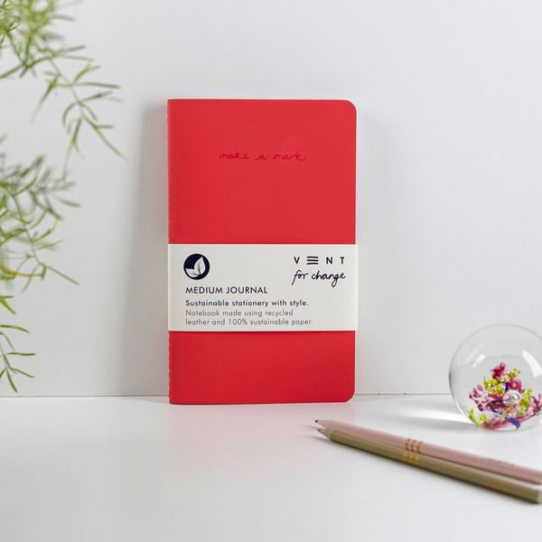 Make a Mark Medium Recycled Leather Journal - Red