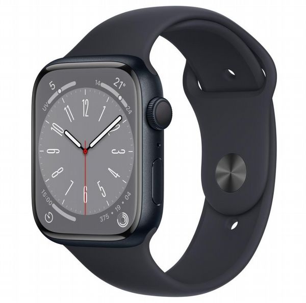 Refurbished Apple Watch S8 45mm Black case, Black Strap, GPS - LIKE NEW