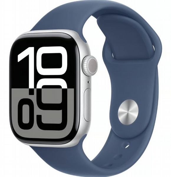 Refurbished Apple Watch Series 10 46mm, Silver case, Blue band. Grade A