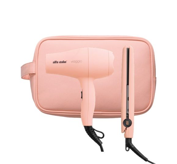 Alfa Italia Viaggio Hair Dryer & Straightener Travel Set APRICOT CRUSH