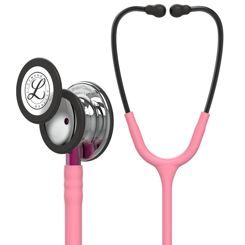 Littmann Classic III Monitoring Stethoscope: Mirror & Pearl Pink - Pink Stem